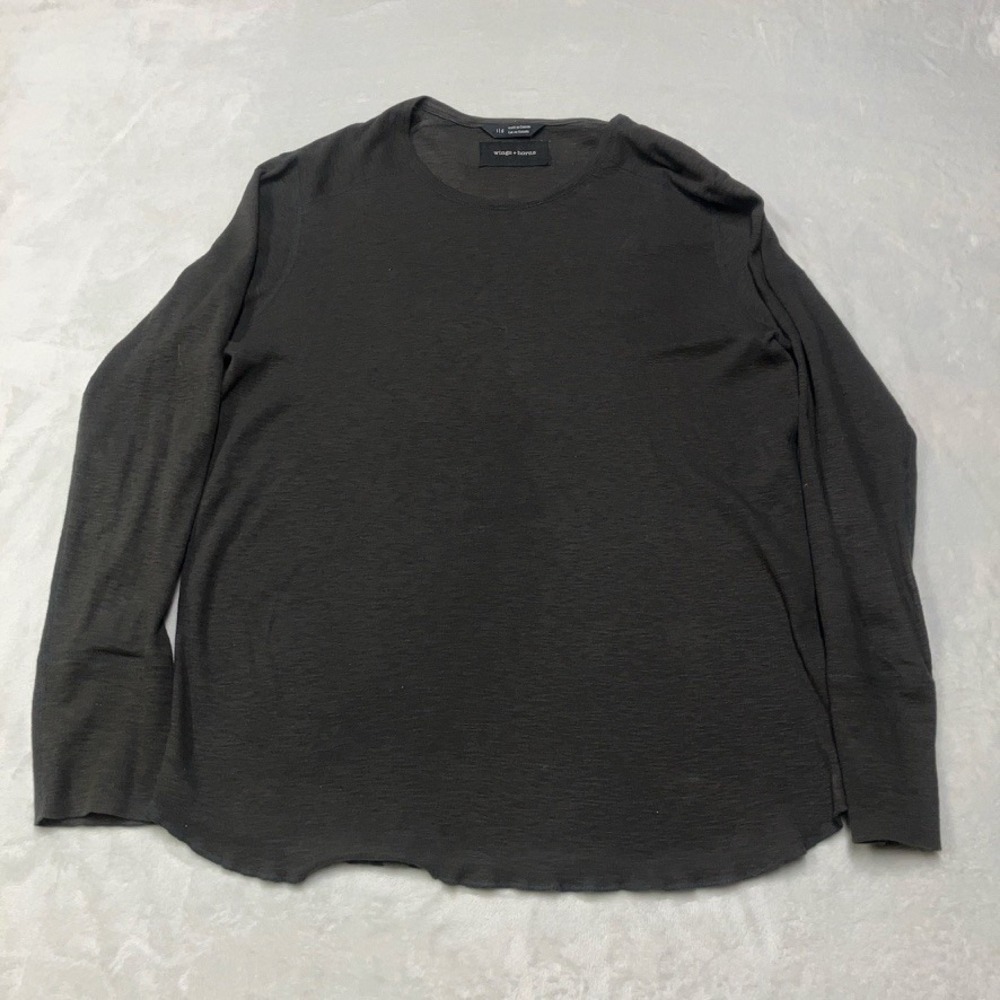 Wings + Horns‎ Charcoal Gray Long Sleeve Shirt Men's Sz Large Made In Canada